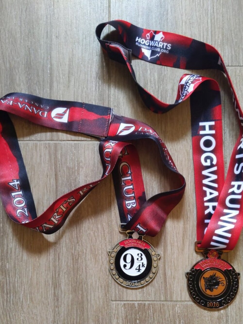 (2) Two Hogwarts Running Club 9 3/4k Finisher Medals 2014 2016
